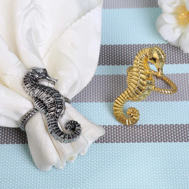 10pcs Hippocampus Napkin Rings Cloth Circles Model House Villa Table Napkins Buckle Decoration Home Accessories