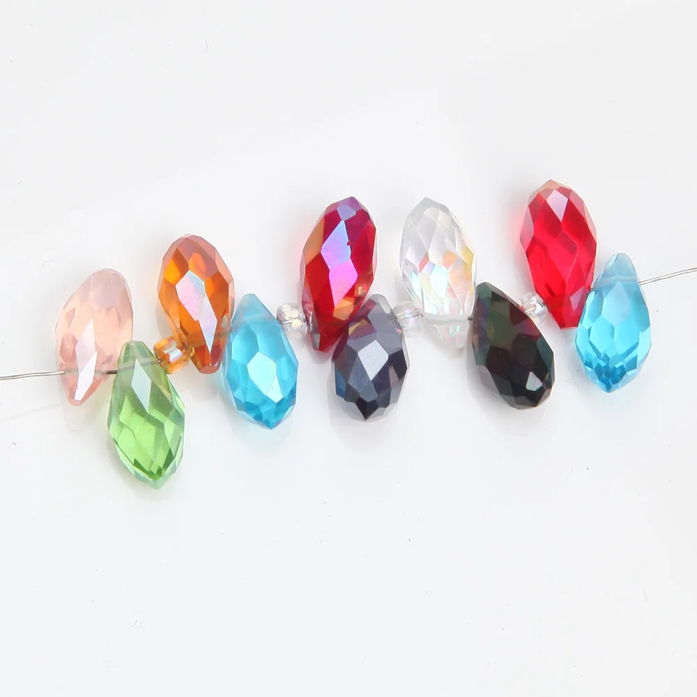 50PCS Austria Glass Teardrop Beads Faceted Crystal Briolette Pendant Beads for Jewelry Making Necklace Diy Accessories Wholesale