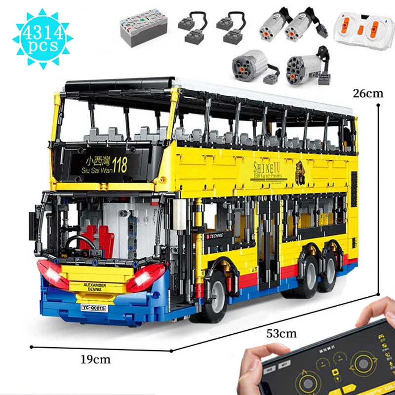 

Yeshin QC015 High-Tech Car Model MOC APP RC TransBus Enviro 500 Set Assembly Motorized Car Building Blocks Kid Christmas Gift