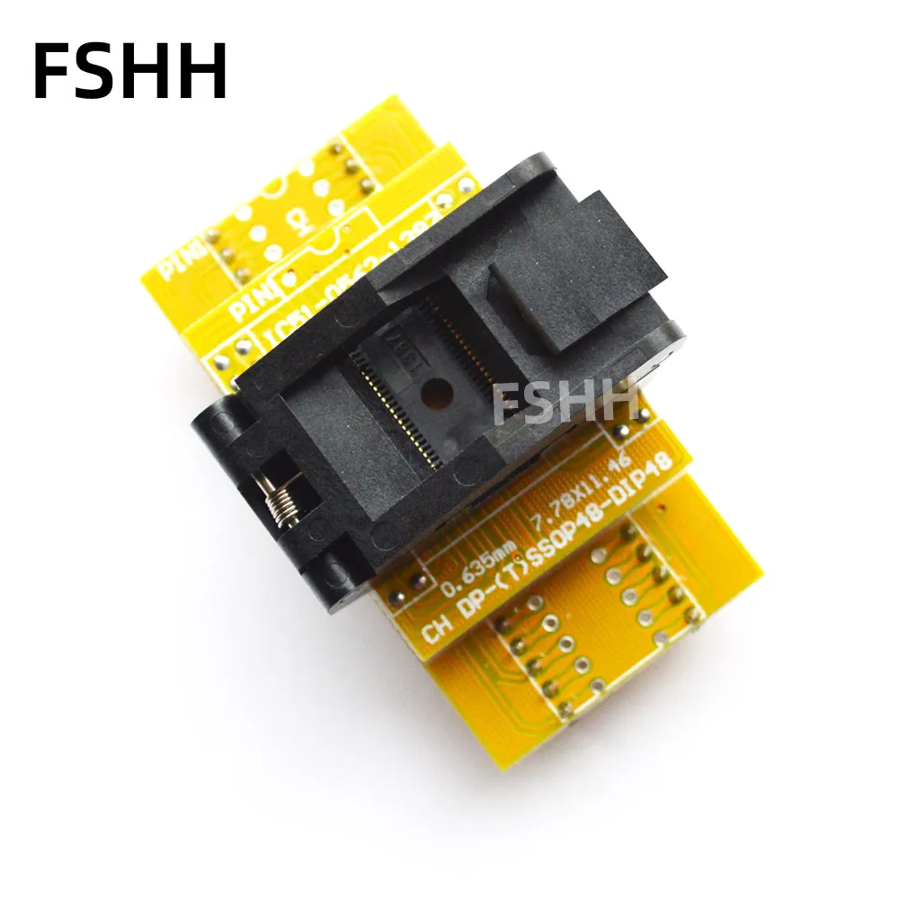 CH-DP (T) SSOP48-DIP48 Adapter IC51-0562-1387 kiểm tra ổ cắm TSSOP48 để DIP48 Programmer Adapter Pitch: 0.635 mét Width = 7.6 mét/11.2 mét