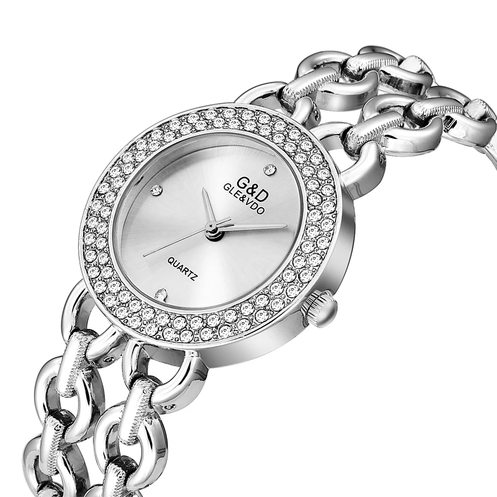 G&D Fashion and Leisure Ladies Gift Watch Stainless Steel Bracelet Watch Jewelry Quartz Watch Japanese Movement