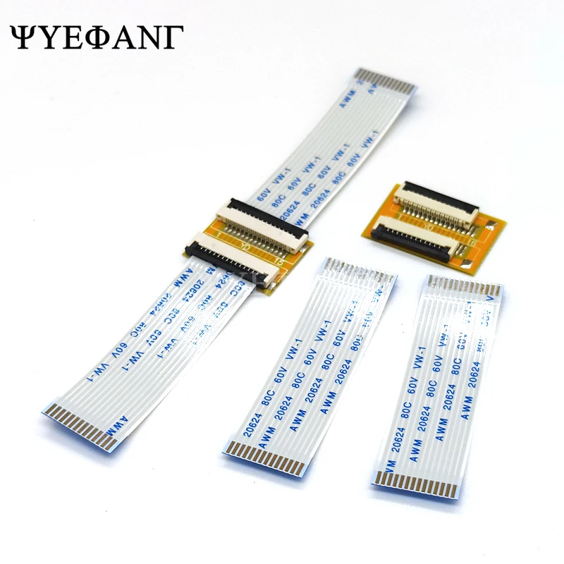 1Pcs FFC FPC Extension PCB Pitch 1.0mm Socket + 2pcs 1.0mm Pitch 50/100/200mm Length FFC Cable 6 8 10 12 14 16 20 24 30P Type A