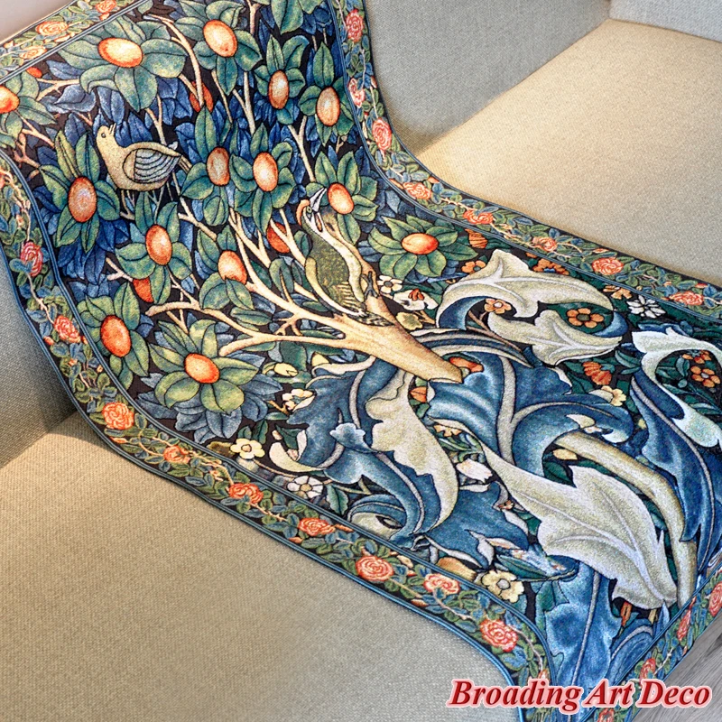 William Morris Woodpecker Tapestry Wall Hanging Jacquard Weave Gobelin Home Textile Decoration Cotton 100% Big Size 140x68cm
