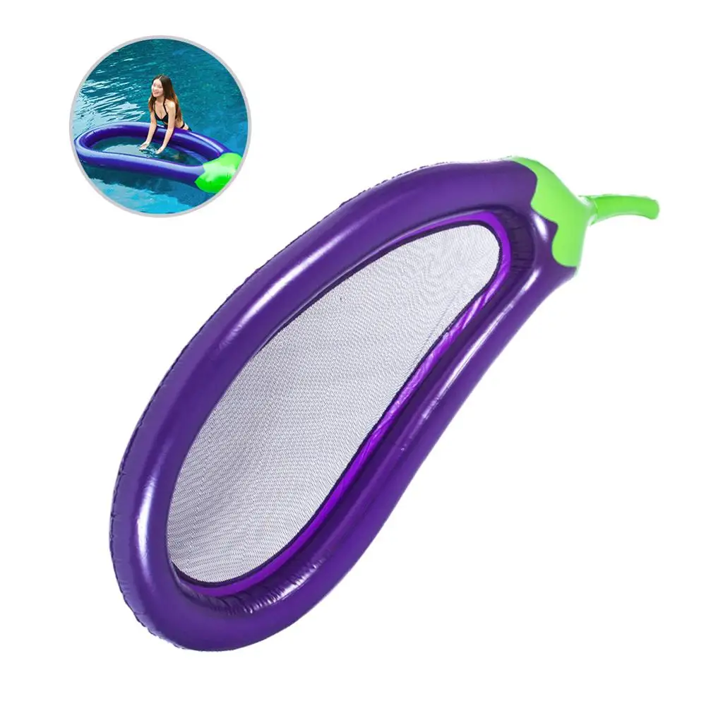 220*110cm Summer Swimming Pool Floating Inflatable Eggplant Mattress Swimming Ring Circle Island Cool Water Party Toy Kids Adult