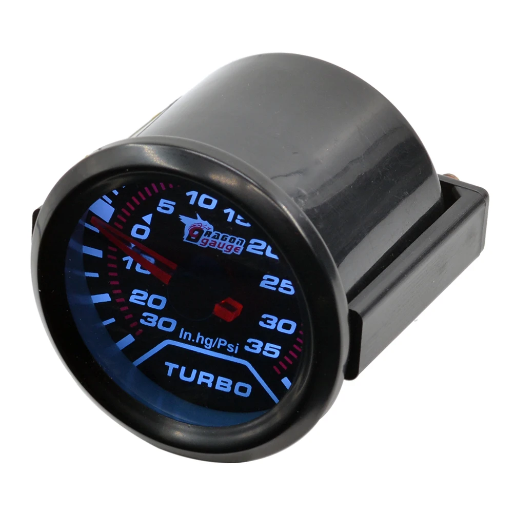 Dragon 52mm Universal Auto Car Turbo Boost Gauge Fit For -30~35 Psi Turbine Pressure Detection In.hg Meter