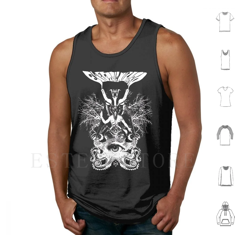 Electric Wizard-Baphomet ( White ) Tank Tops Vest Sleeveless Electric Wizard Electric Wizard Baphomet Color Stoner