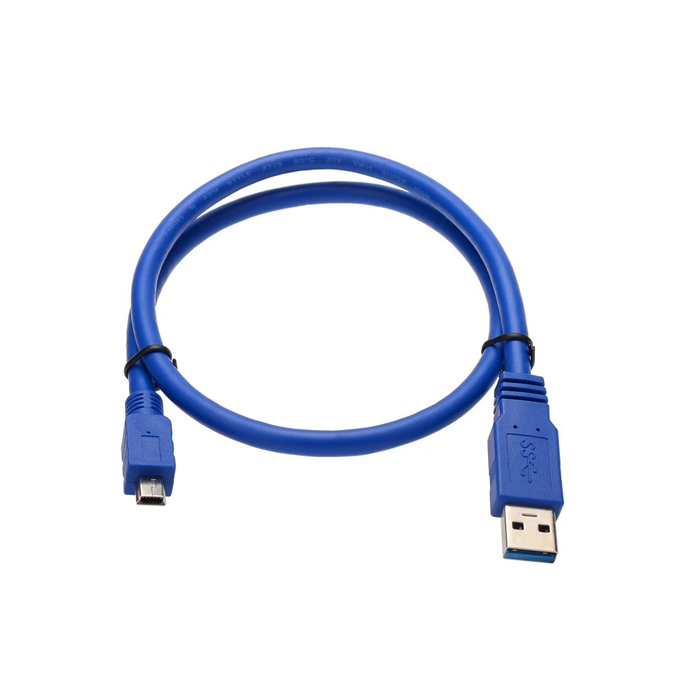 10pin Mini kabel USB 3.0 SuperSpeed USB 3. W wieku 0 niebieski kabel-typ A-męski na Mini B 10-Pin męski-1 metr (3 stopy)-okrągły niebieski