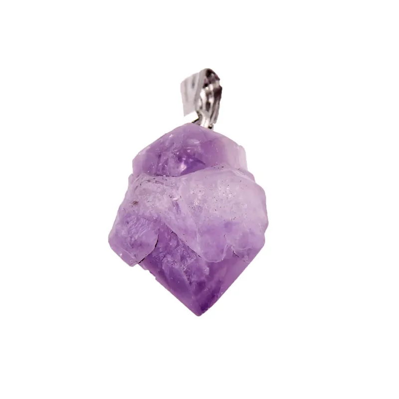 Colgante de piedra de punto Natural, péndulo púrpura, cristal curativo, cuentas de Reiki de Chakra, tamaño aleatorio