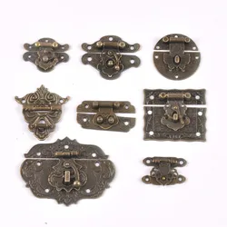 Vintage Brass Hardware Latch Hook Decorative Jewelry Box Hardware Wooden Boxes Furniture Buckle Clasp Lock Wood Case Hasp c2264