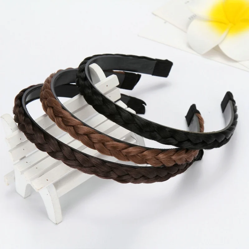 Korean High Simulation Braid Headband Plastic Tooth Plaited Braided Cute Girl Women Wedding Festival Hair Accessories 2 Pcs/Lot