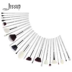 Jessup makeup brushes 25pcs White/Silver Synthetic/Natural Hair pincel maquiagem Eyeshadow Foundation Highlighter Brushes T235