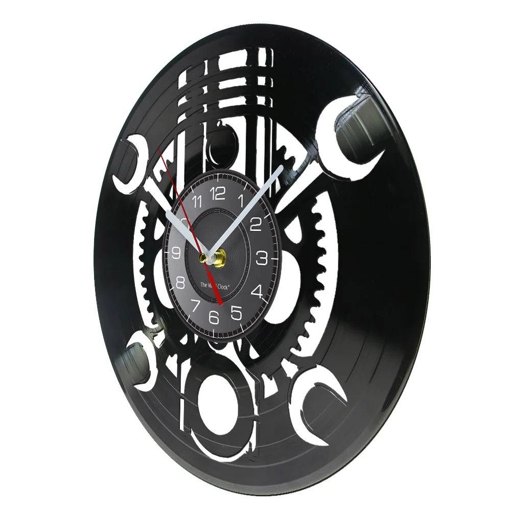 Car Repair Tool Service Garage Vinyl Record Wall Clock Piston Auto Art Retro Album Crafts Wall Clock Mancave Decor Mechanic Gift