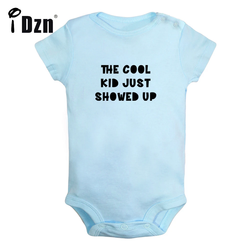 iDzn NEW The Cool Kid Just Showed UP Baby Boys Fun Rompers Baby Girls Cute Bodysuit Infant Short Sleeves Jumpsuit Soft Clothes