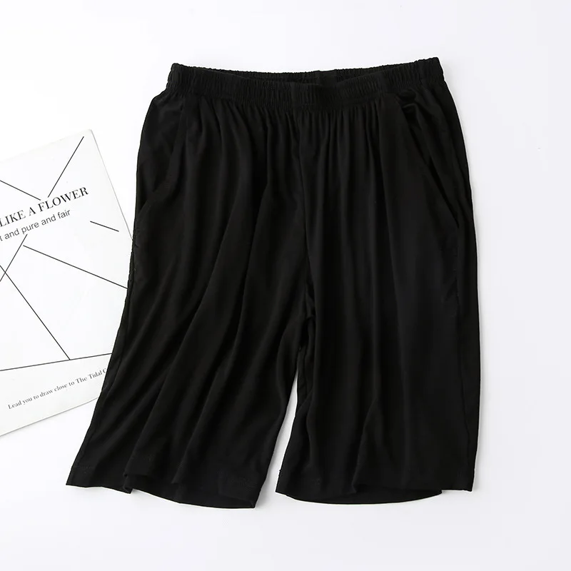 Verão novo modal feminino calças de dormir fino shorts de uma peça solta tamanho grande shorts casuais calças de bolso calças para casa bottoms