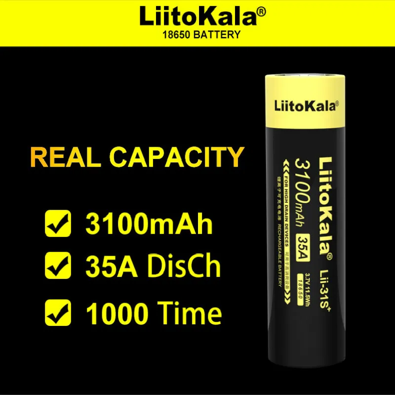 

10 PCS/lot .3100MAH，New LiitoKala Lii-31S 18650 Battery 3.7V Li-ion 3100mA 35A Power battery For high drain devices.