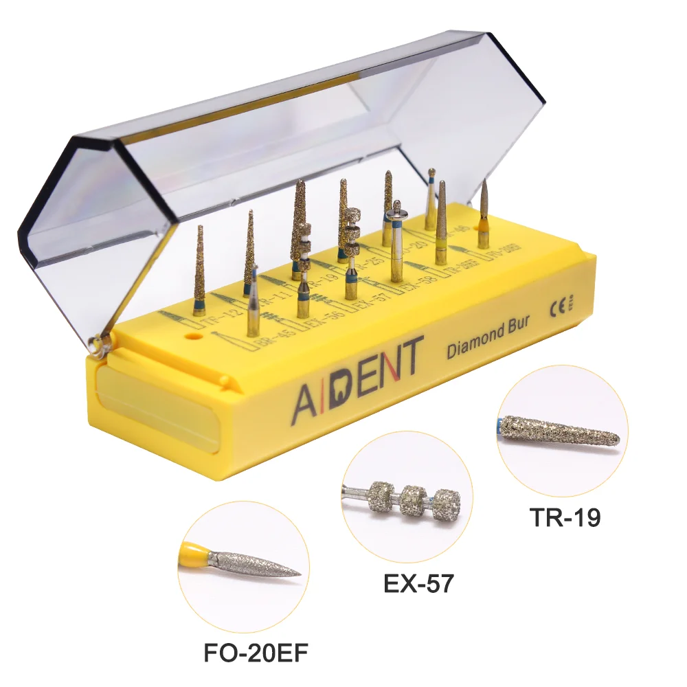 Wiertła diamentowe zestaw laboratorium dentystyczne narzędzia high speed turbina powietrza rękojeść wiertła dentystyczne do ustnej przedniej forniru