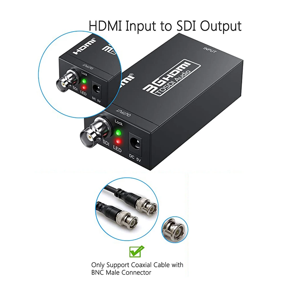 HDMI to SDI Converter HD Video 1080P HDMI to BNC SDI/HD-SDI/3G-SDI  for Monitor HDTV