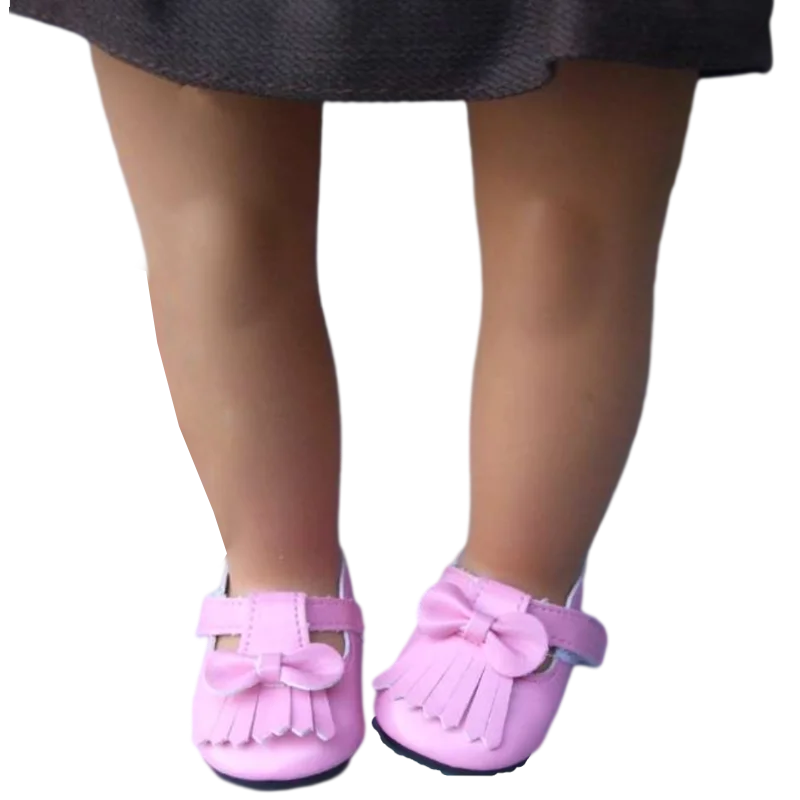 Girl Doll Shoes Fits 18 Inch Doll Pu Leather Pink Doll Shoes for 45CM Baby Doll