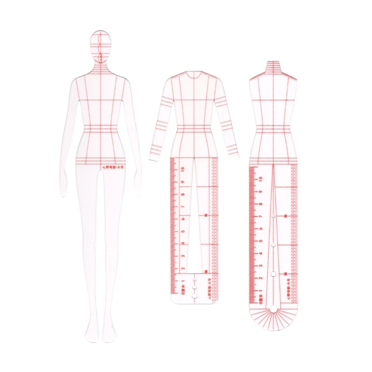 6pcs Men's Women's Suits Clothing Design Scale Ruler  Mannequin Hand Painted Model Effect Style  Figure Template Ruler