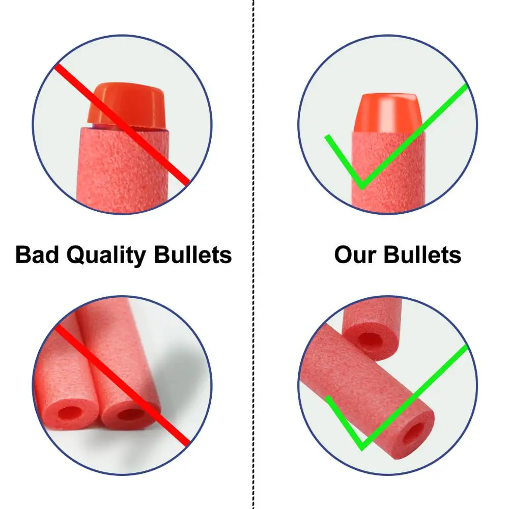 100PCS For Nerf Bullets Soft Hollow Hole Head 7.2cm Refill Darts Toy Gun Bullets for Kid Children Gift Toy Gun Accessories