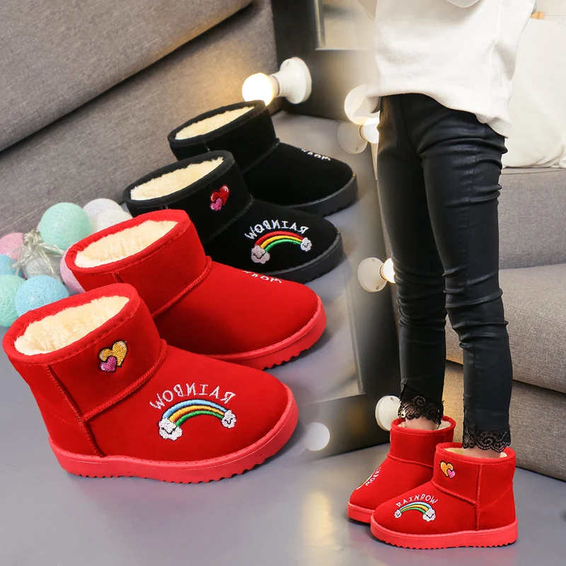 

Children sports shoes 2020 Winter Kids Baby Shoes Children's Boys 26-35 Warm Bling Waterproof Plush Snow shoes Girl Bootie