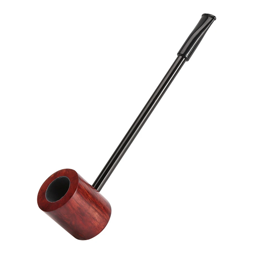 Ebony Solid Wood Tobacco Pipe Handmade Smoking Pipe Cigarette Holder Filter Wooden Smoke Pot Straight Pipe Cigarette Accessories