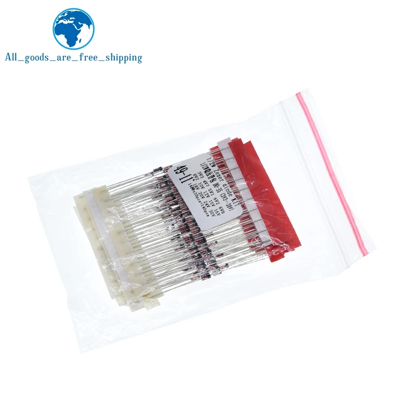 1/2 W 0,5 W Zenerdiode 3,3–30 V, 14 Werte x 10 Stück = 140 Stück, sortiertes Sortimentsset, neues elektronisches DIY-Set – Detail 1