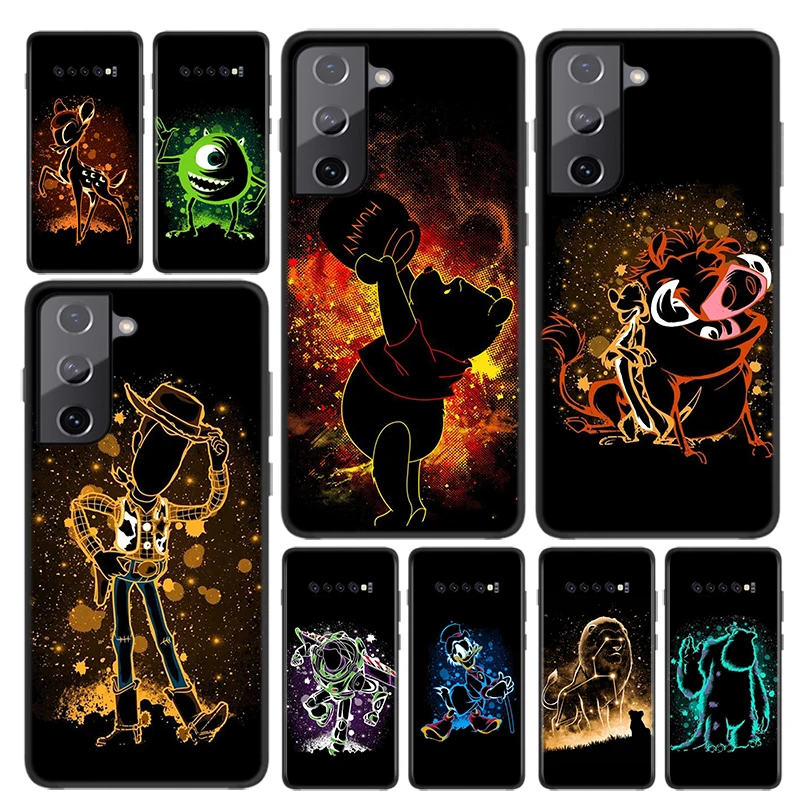 Disney Cartoon Art For Samsung Galaxy S24 S23 S22 S21 S20 Ultra Plus Pro S10 S9 S8 S7 4G 5G Silicone Soft Black Phone Case