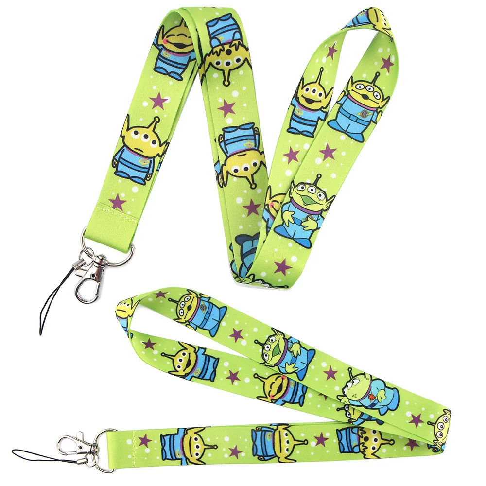 YQ368 Toy Story Green Alien Lanyard Phone Rope for Keys ID Badge Holder Neck Strap Keychain Hang Rope Lariat Kids Gift Accessory