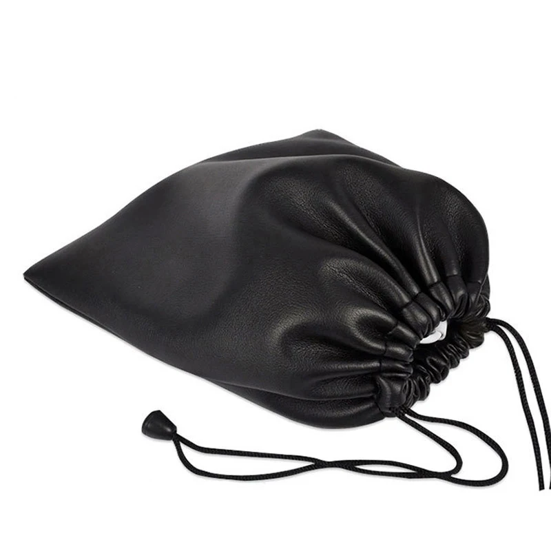 BGreen Soft Leather Headphone Bag Earphone Headset Carrying Drawstring Bag Hard Disk Power Adapter Storage Bag Pouch