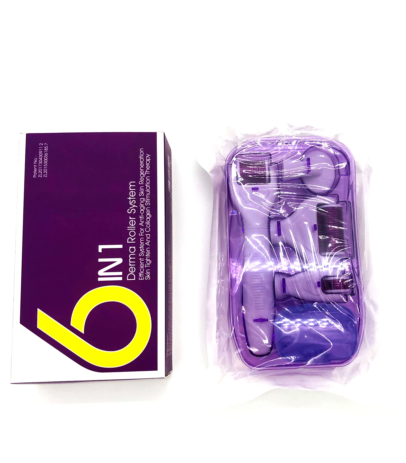 مجموعة أسطوانة ديرما ميكرونيدل 6 في 1 للوجه والجسم 300/720/1200 من التيتانيوم ديرمارولر بإبرة دقيقة للعناية بالبشرة