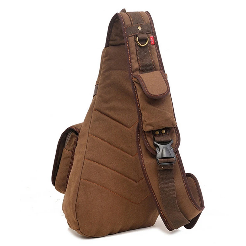 New Multifunctional Chest Bags Men Quality Canvas Shoulder Bag Casual Vintage Crossbody Bags Multi-pockets Travel Pack XA781ZC