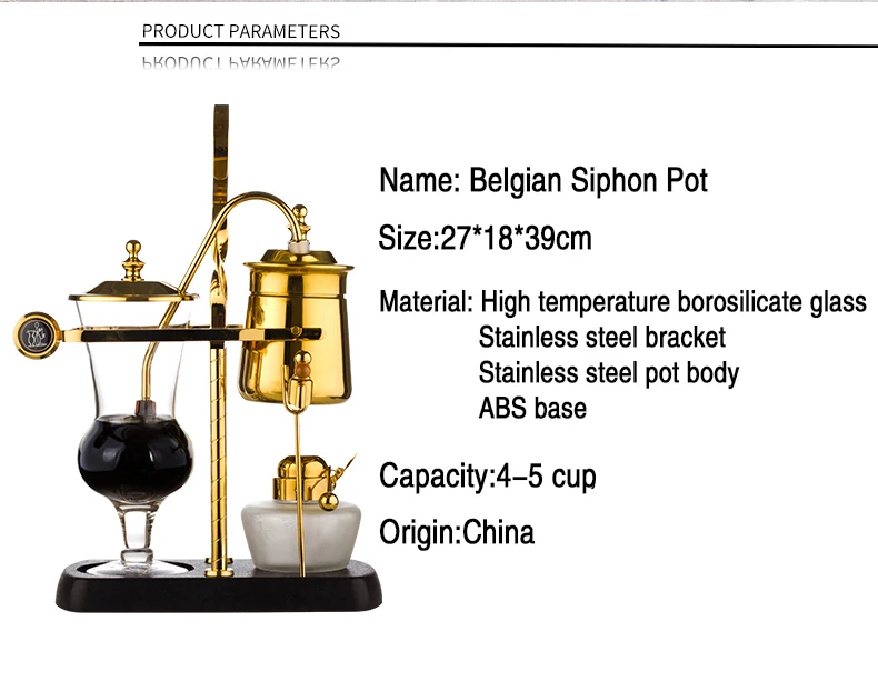 Belgischer Kaffee-Siphon-Topf, Zubehör, belgisische Kaffeemaschine, Handtopf für Kaffee/Tee, belgischer Topf, Zubehör, belgische Alkohollampe – Detail 4