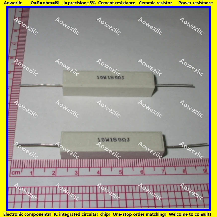 

10Pcs RX27 Horizontal cement resistor 10W 180 ohm 180 RJ 10W180RJ 10W180ohm Ceramic Resistance precision 5% Power resistance