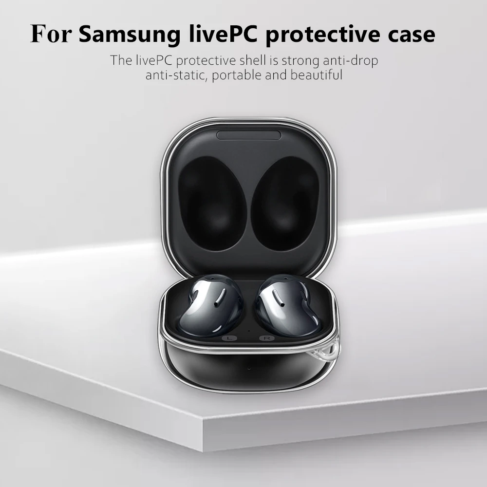 حافظة لهاتف سامسونج جالاكسي براعم لايف في 2 برو ، حافظة صلبة شفافة لهاتف جالاكسي براعم لايف ، غطاء سماعة لاسلكية