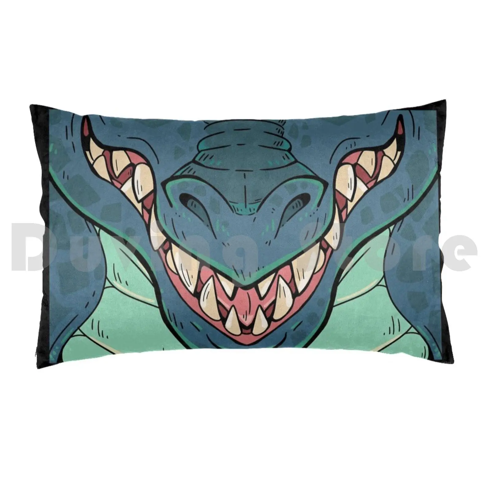 Blue Dragon Pillow Case 20*30 Inch Dragon Snout Teeth Furry Mythical Fantasy