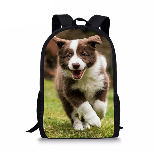 Drop Shipping Border Collie Puppy Backpack For Women Men Personality Women Backbag Male Laptop Double Shoulder Bags