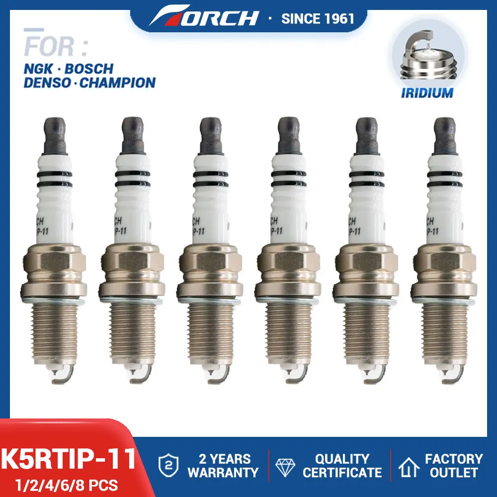 1-8PCS Candles Replace for IFR5E11 BKR5E-11 IFR5J11 IFR5L11 IFR5G11 PFR5N-11 Denso SK16PR-A11 Iridium Spark Plug TORCH K5RTIP-11