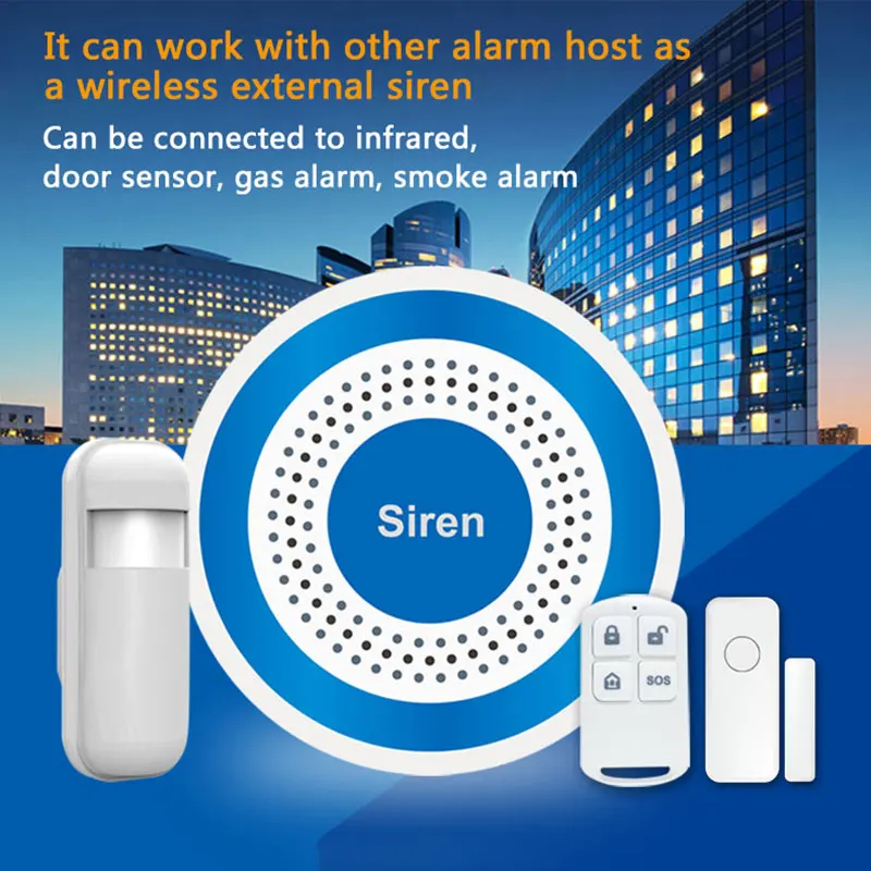 433mhz Wireless Indoor Siren Sound Siren Speaker Work With Alarm Host Police Sirens Gsm Home Alarm System