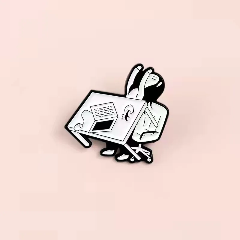 Girl Desk Pin Staff Custom Enamel Pins Funny Lapel Pins Clothes Cartoon Badge Backpack Hat Jewelry Friends Gift Custom Wholesale
