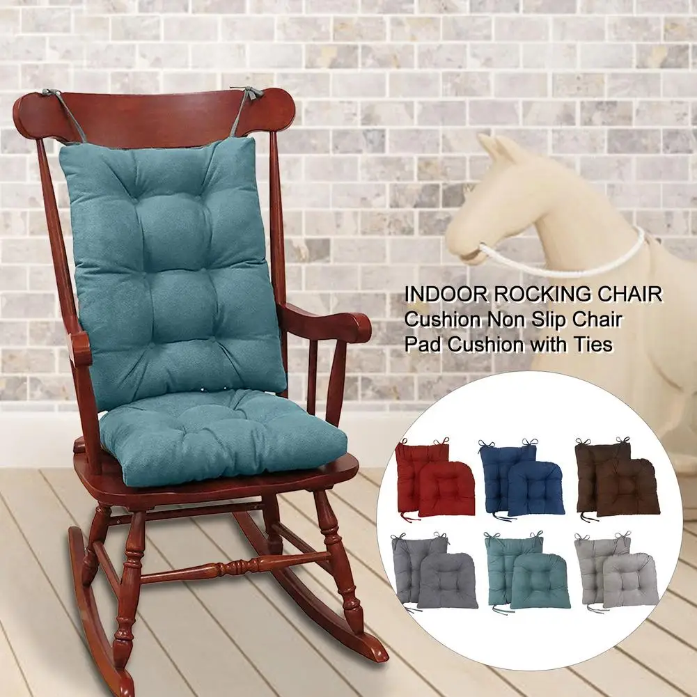 Rocking Chair Cushion 2 Piece Soft Tufted Pads Non-Slip Recliner Upper And Lower With Ties Indoor/Outdoor Home Garden