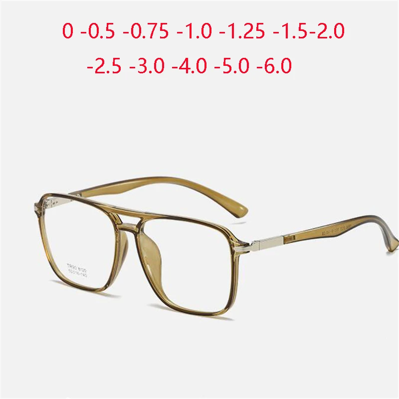 Olive Green Frame Oversized Myopia Glasses Anti Blue Rays TR90 Student Prescription Spectacles Diopter 0 -0.5 -0.75 -1.0 To -6.0