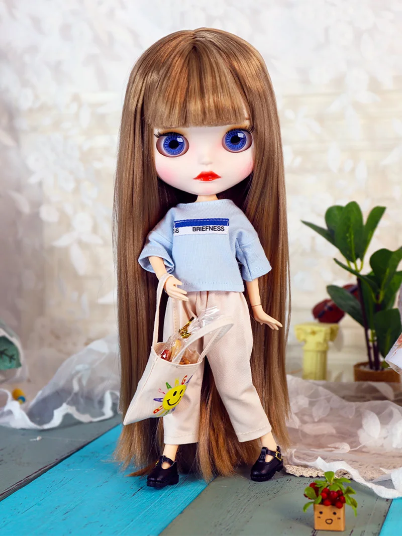 Blyth Doll 1/6 BJD Joint Body Matte Face Spray Makeup With Wig Shoes Hands Fashion Cute Christmas Costumes Big Eys Dolls