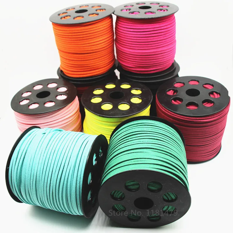 40 colors100yards/roll 27mmx1.5mmFaux Suede Cord ropeThread/wire for bracelet diy Jewelry Findings & Components cord Accessories