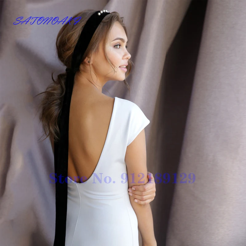 Vestidos De Novia สั้นชุดแต่งงานเซ็กซี่ Cap Sleeve O คอ Mermaid ชุดเจ้าสาว Backless Robe De Mariée Sukienka ฝรั่งเศส