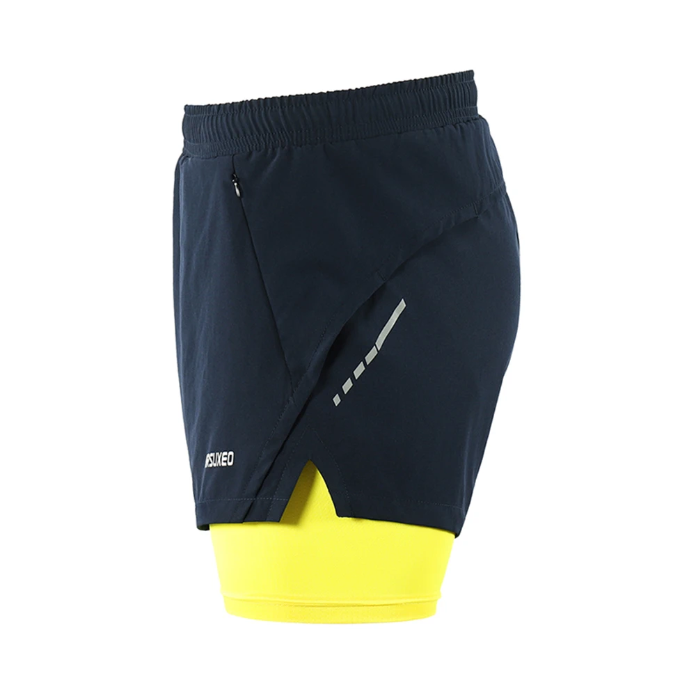 ARSUXEO Men's Running Shorts 2 in 1 Breathable Quick Dry Gym Training Fitness Exercise Short Pants Outdoor Jogging Sports Shorts