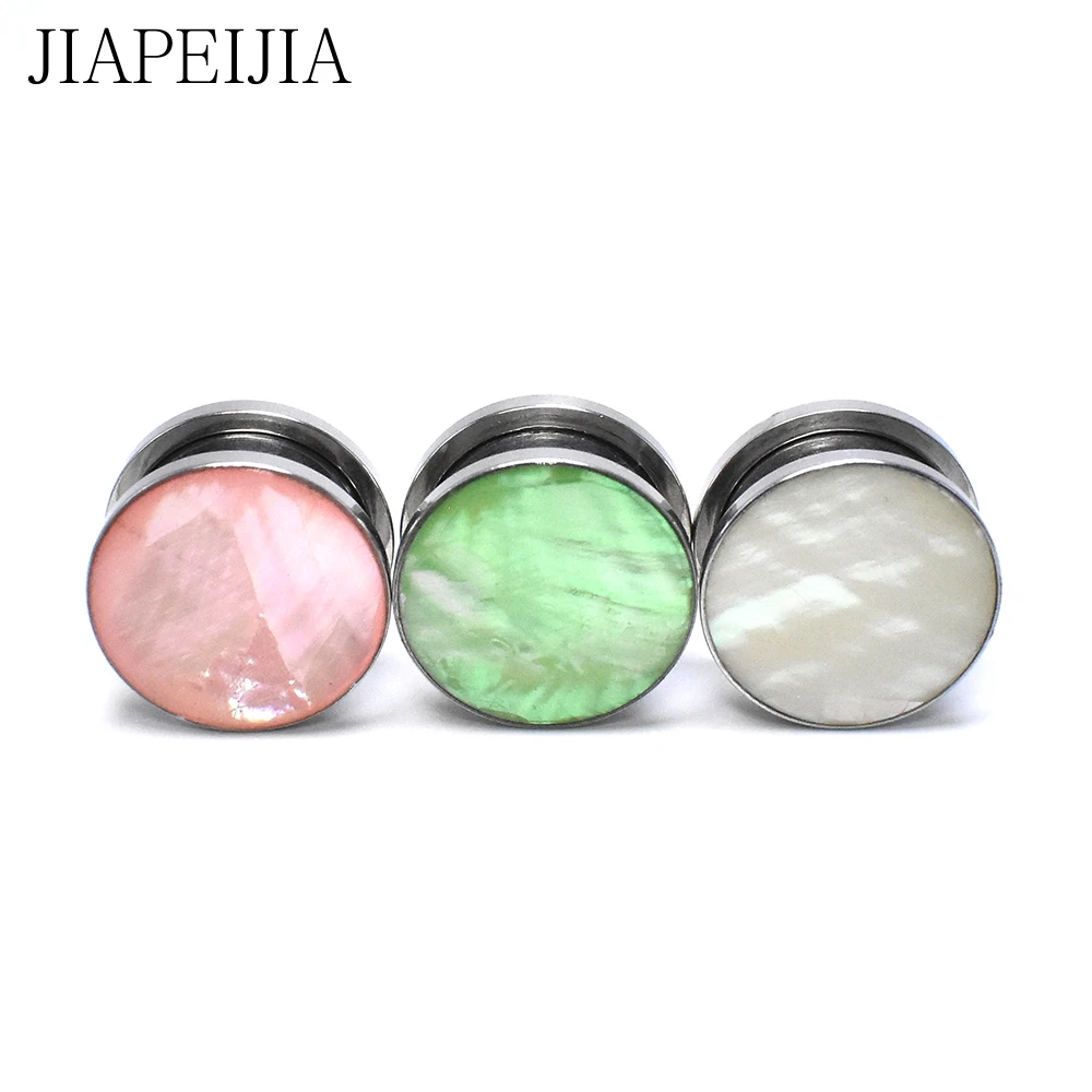 4-30mm Stainless Stee Ear Tunnels Gauges and Plug Colored Natural Shell Screw Fit Plugs Flared Expander Stretcher