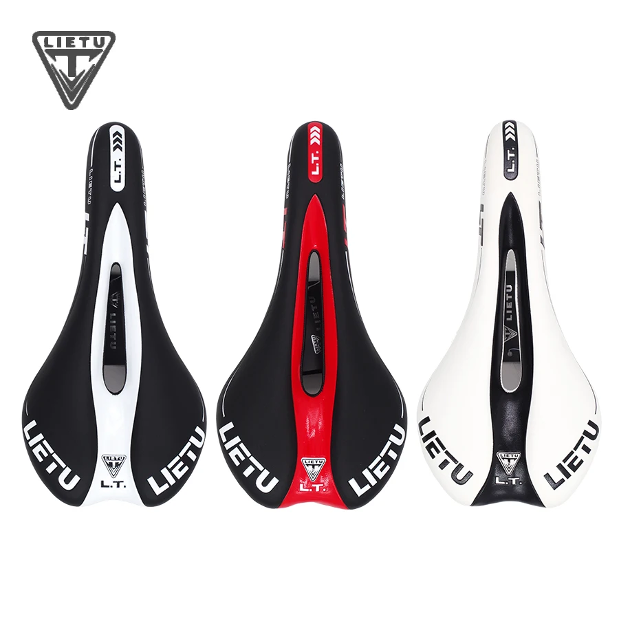 LIETU Open Road MTB Seat covers Men Women Comfort Bicycle Saddle Cycling Racing Saddle Bike Spare Parts Black White Bicycle Acce