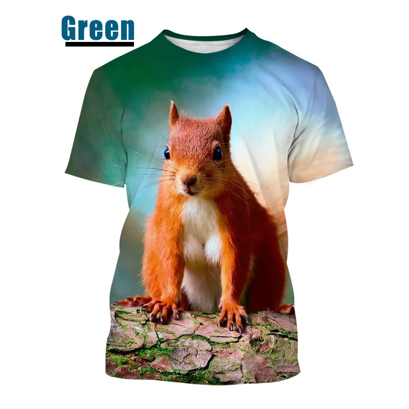 2021 New Trend Animal Squirrel 3D Printing T Shirt  Casual Men's/Women's  Cute Squirrel Pattern Short Sleeve Shirt