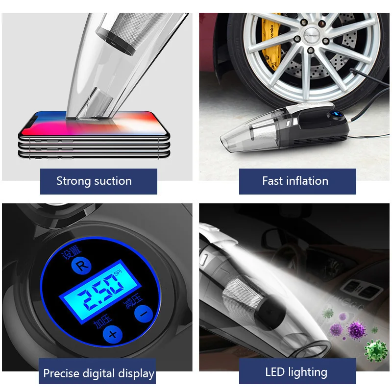 2 In 1 Wireless Car Vacuum Cleaner For Home Handheld Vacuum Cleaner For Car Bicycle Pump Portable Air Compressor For Car